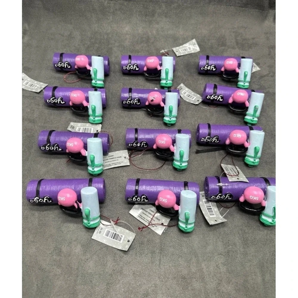Hobby Lobby Yoga Mat Kettlebell Weight & Water Bottle Christmas Ornament Lot